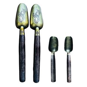 Vintage Inspired Tea Spoon Scoop (pair of 2) Antique Gold Tea-Leaf Ware Spatula